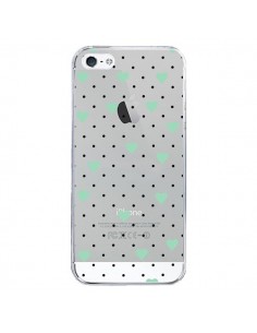 Coque iPhone 5/5S et SE Point Coeur Mint Bleu Vert Pin...