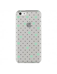 Coque iPhone 5C Point Coeur Mint Bleu Vert Pin Point...
