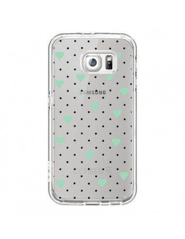 Coque Point Coeur Mint Bleu Vert Pin Point Heart Transparente pour Samsung Galaxy S6 - Project M