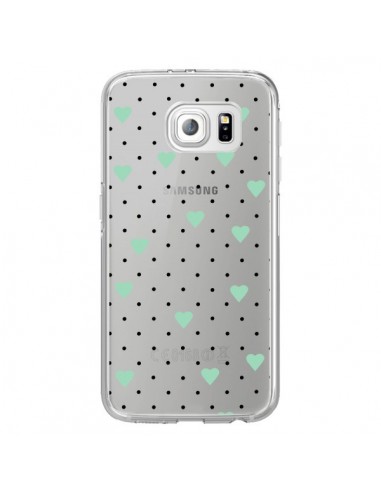 Coque Point Coeur Mint Bleu Vert Pin Point Heart Transparente pour Samsung Galaxy S6 Edge - Project M