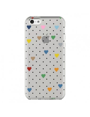 Coque iPhone 5C Point Coeur Coloré Pin Point Heart Transparente - Project M
