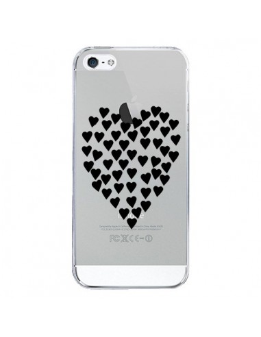 Coque iPhone 5/5S et SE Coeurs Heart Love Noir Transparente - Project M