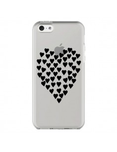 Coque iPhone 5C Coeurs Heart Love Noir Transparente -...