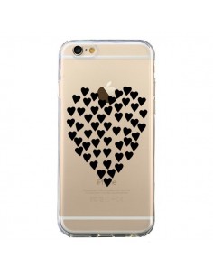 Coque iPhone 6 et 6S Coeurs Heart Love Noir Transparente...