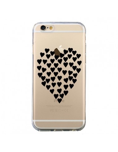 Coque iPhone 6 et 6S Coeurs Heart Love Noir Transparente - Project M