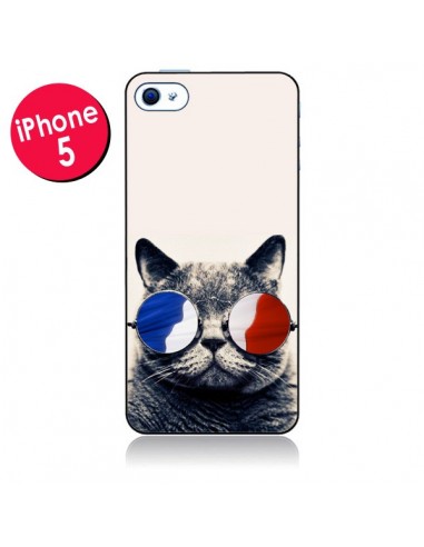 Coque Chat à lunettes françaises pour iPhone 5