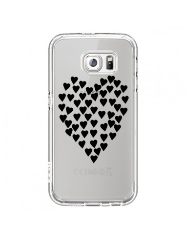 Coque Coeurs Heart Love Noir Transparente pour Samsung Galaxy S6 - Project M