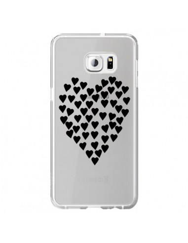 Coque Coeurs Heart Love Noir Transparente pour Samsung Galaxy S6 Edge Plus - Project M