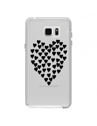 Coque Coeurs Heart Love Noir Transparente pour Samsung Galaxy Note 5 - Project M