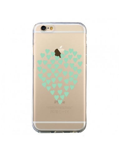 Coque iPhone 6 et 6S Coeurs Heart Love Mint Bleu Vert Transparente - Project M