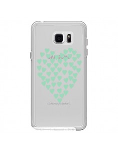 Coque Coeurs Heart Love Mint Bleu Vert Transparente pour...