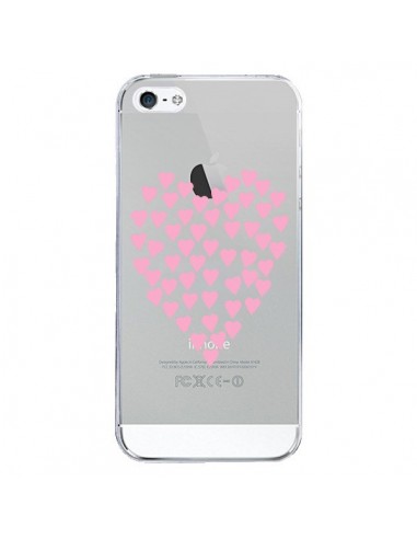 Coque iPhone 5/5S et SE Coeurs Heart Love Rose Pink Transparente - Project M
