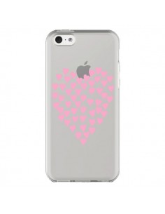 Coque iPhone 5C Coeurs Heart Love Rose Pink Transparente...