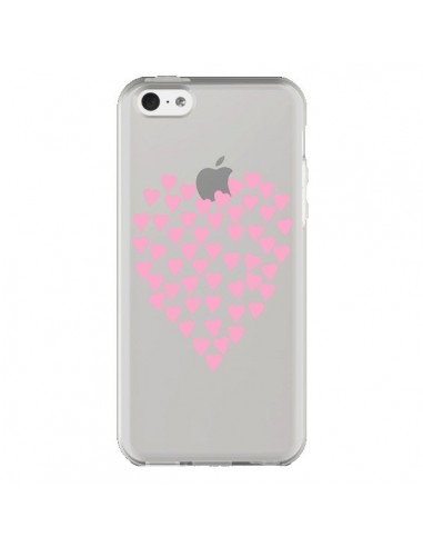 Coque iPhone 5C Coeurs Heart Love Rose Pink Transparente - Project M