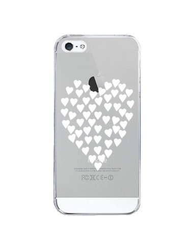 Coque iPhone 5/5S et SE Coeurs Heart Love Blanc Transparente - Project M