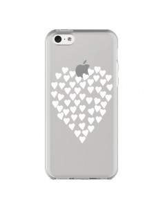 Coque iPhone 5C Coeurs Heart Love Blanc Transparente -...