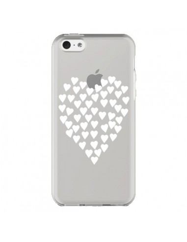 Coque iPhone 5C Coeurs Heart Love Blanc Transparente - Project M