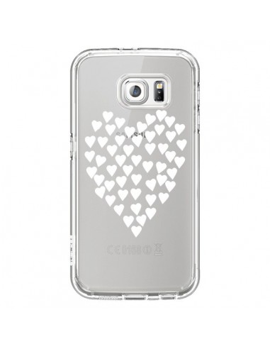 Coque Coeurs Heart Love Blanc Transparente pour Samsung Galaxy S6 - Project M