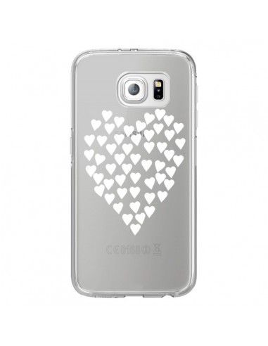 Coque Coeurs Heart Love Blanc Transparente pour Samsung Galaxy S6 Edge - Project M