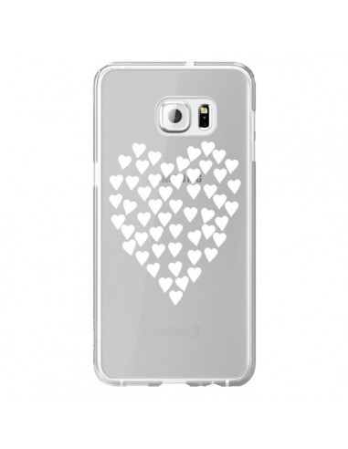 Coque Coeurs Heart Love Blanc Transparente pour Samsung Galaxy S6 Edge Plus - Project M