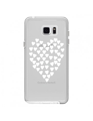 Coque Coeurs Heart Love Blanc Transparente pour Samsung Galaxy Note 5 - Project M