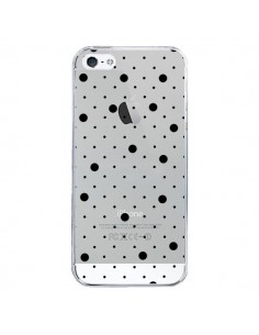 Coque iPhone 5/5S et SE Point Noir Pin Point Transparente...
