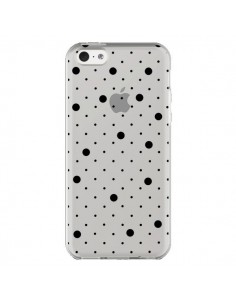 Coque iPhone 5C Point Noir Pin Point Transparente -...