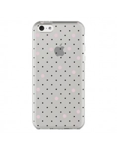 Coque iPhone 5C Point Rose Pin Point Transparente -...