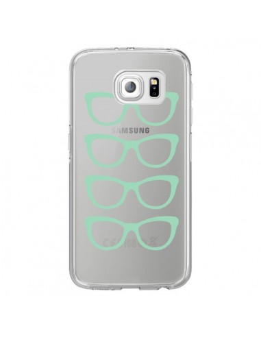 Coque Sunglasses Lunettes Soleil Mint Bleu Vert Transparente pour Samsung Galaxy S6 Edge - Project M