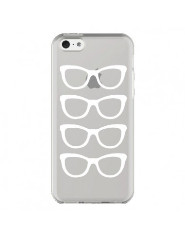 Coque iPhone 5C Sunglasses Lunettes Soleil Blanc Transparente - Project M