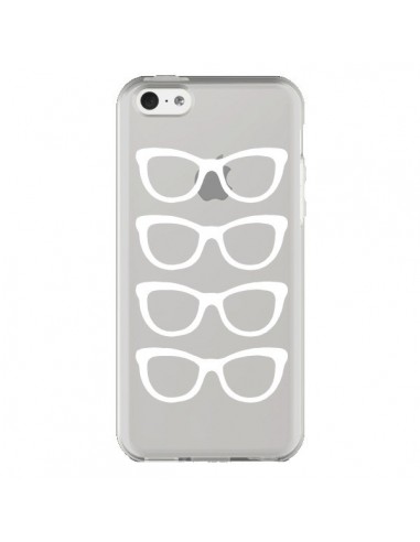 Coque iPhone 5C Sunglasses Lunettes Soleil Blanc Transparente - Project M