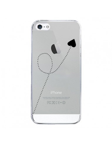 Coque iPhone 5/5S et SE Travel to your Heart Noir Voyage Coeur Transparente - Project M