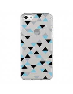 Coque iPhone 5C Triangles Ice Blue Bleu Noir Transparente...