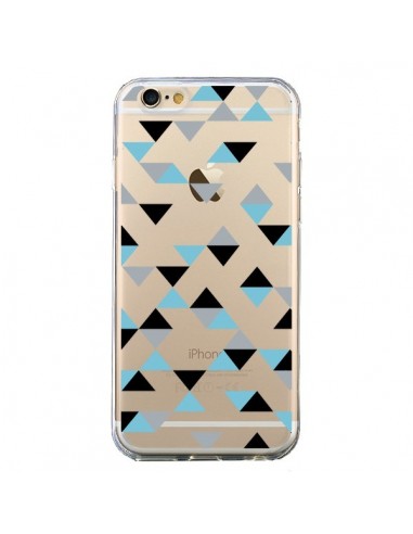 Coque iPhone 6 et 6S Triangles Ice Blue Bleu Noir Transparente - Project M