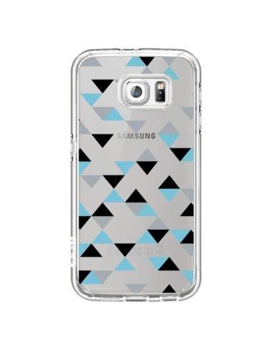 Coque Triangles Ice Blue Bleu Noir Transparente pour Samsung Galaxy S6 - Project M