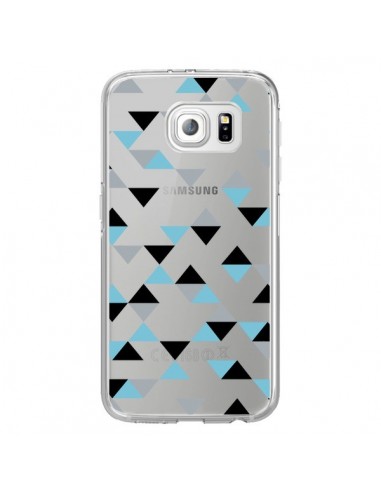 Coque Triangles Ice Blue Bleu Noir Transparente pour Samsung Galaxy S6 Edge - Project M