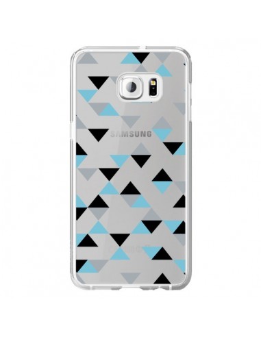 Coque Triangles Ice Blue Bleu Noir Transparente pour Samsung Galaxy S6 Edge Plus - Project M
