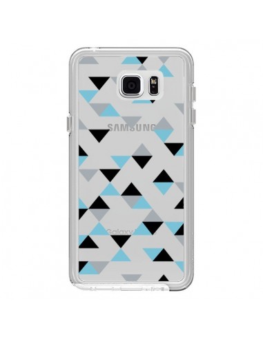 Coque Triangles Ice Blue Bleu Noir Transparente pour Samsung Galaxy Note 5 - Project M