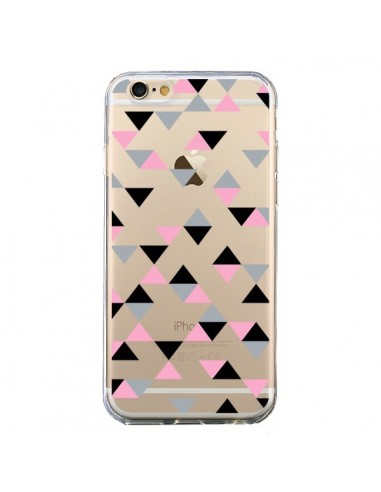 Coque iPhone 6 et 6S Triangles Pink Rose Noir Transparente - Project M