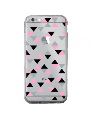 Coque iPhone 6 Plus et 6S Plus Triangles Pink Rose Noir Transparente - Project M