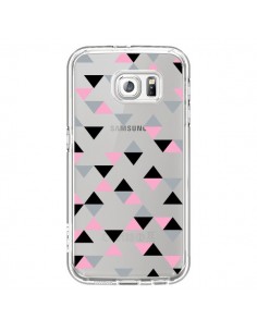 Coque Triangles Pink Rose Noir Transparente pour Samsung...