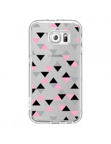 Coque Triangles Pink Rose Noir Transparente pour Samsung Galaxy S6 - Project M