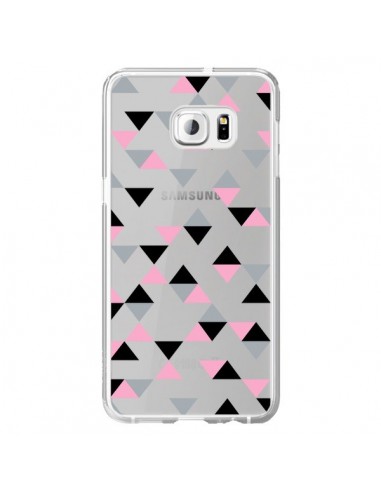 Coque Triangles Pink Rose Noir Transparente pour Samsung Galaxy S6 Edge Plus - Project M