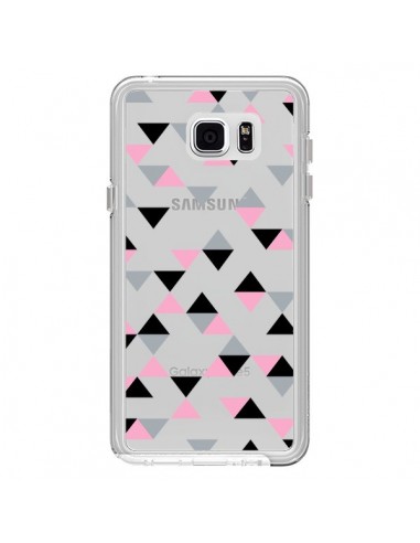Coque Triangles Pink Rose Noir Transparente pour Samsung Galaxy Note 5 - Project M