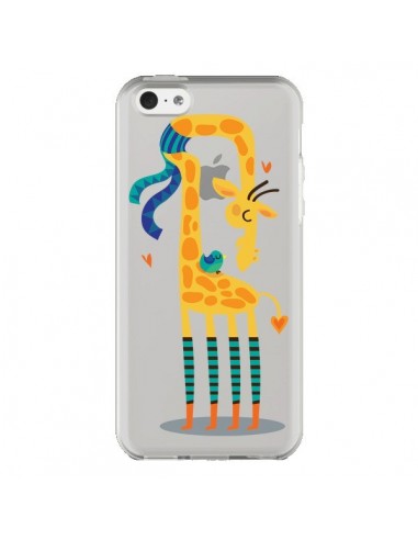 Coque iPhone 5C L'oiseau et la Girafe Amour Love Transparente - Maria Jose Da Luz