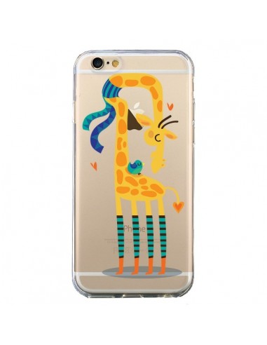Coque iPhone 6 et 6S L'oiseau et la Girafe Amour Love Transparente - Maria Jose Da Luz