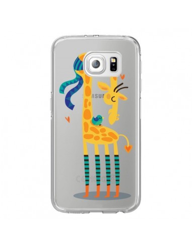 Coque L'oiseau et la Girafe Amour Love Transparente pour Samsung Galaxy S6 Edge - Maria Jose Da Luz