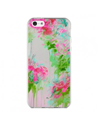 Coque iPhone 5C Fleur Flower Rose Vert Transparente - Ebi Emporium