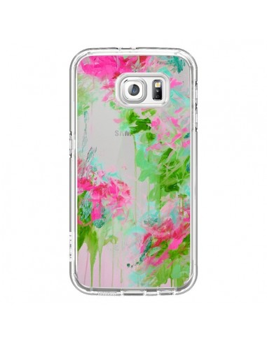 Coque Fleur Flower Rose Vert Transparente pour Samsung Galaxy S6 - Ebi Emporium