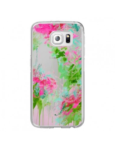 Coque Fleur Flower Rose Vert Transparente pour Samsung Galaxy S6 Edge - Ebi Emporium